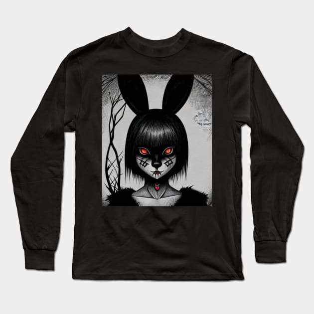 Bunny scratchy face Long Sleeve T-Shirt by Skandynavia Cora